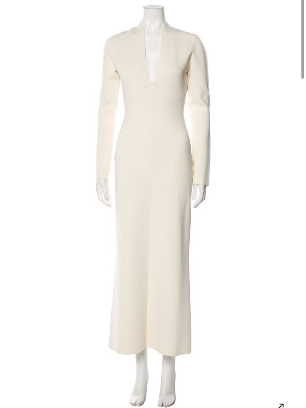 KHAITE Cream Long-Sleeve Backless Maxi Dress with Chain Details